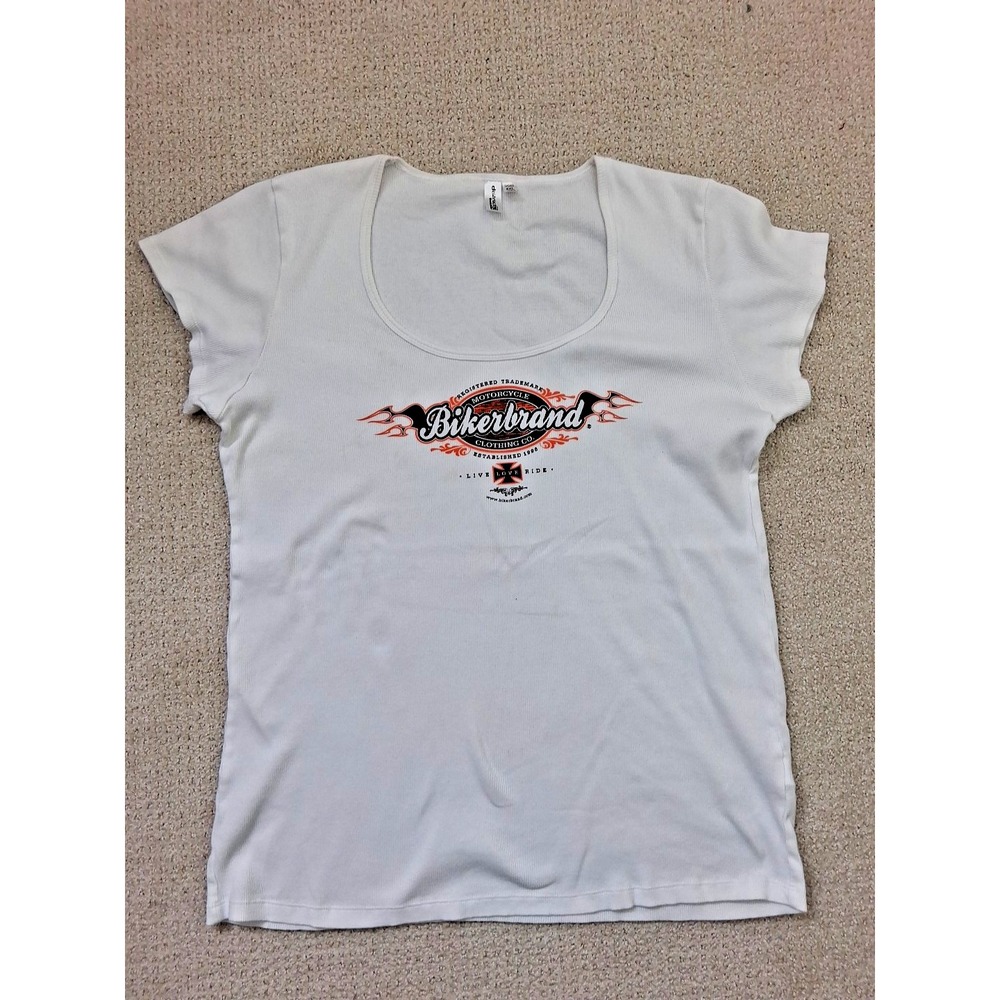 Bikerbrand Motorcycle Ribbed T Shirt Women's Size 4XL‎ Front Graphics